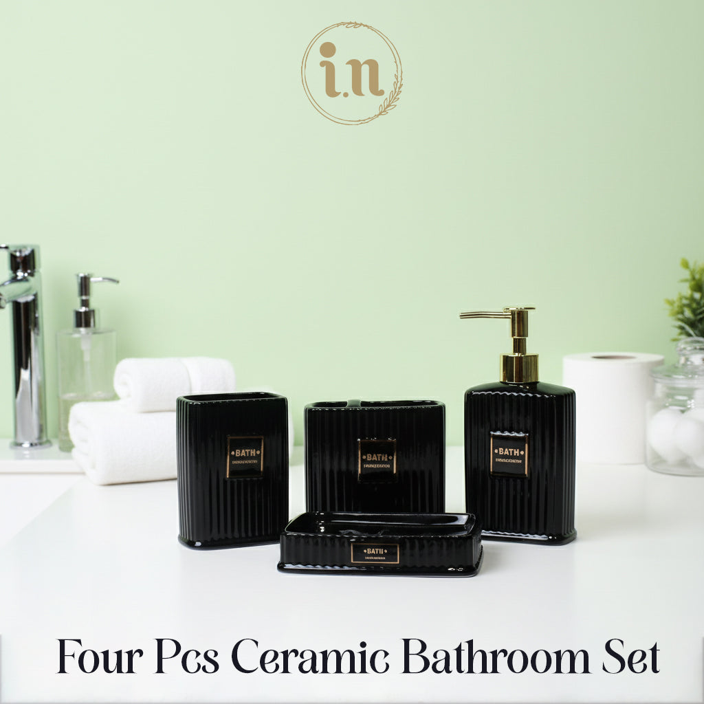 Textured 4-Piece Porcelain Bathroom Set