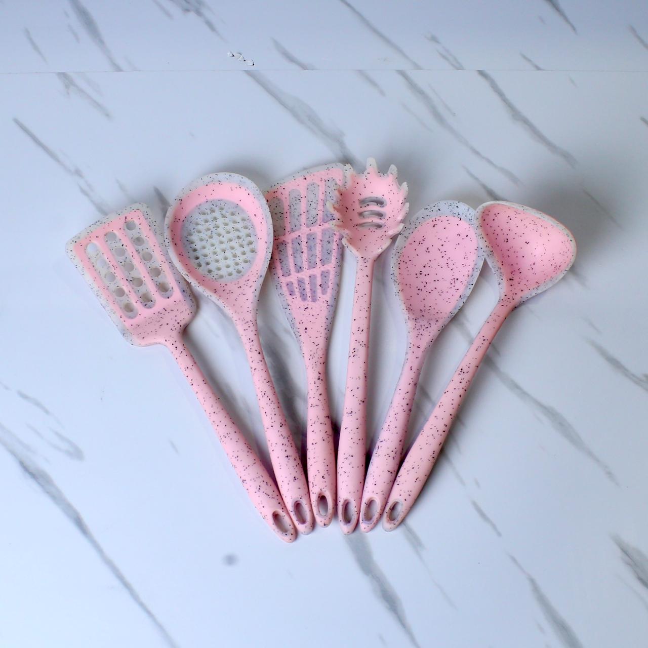 Elegant Pink Silicone Kitchen Utensil Set - 7 Pieces