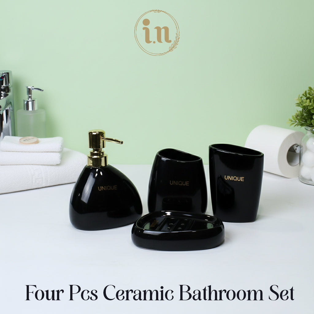 Classic Ceramic Bathroom Set – 4 Pcs Premium Look