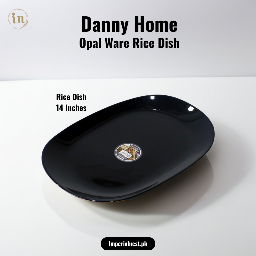 Danny Home Opal Ware 14 inch Rice Dish | Square Shape Marble Rice Dish | Dishwasher Safe | Microwave Safe