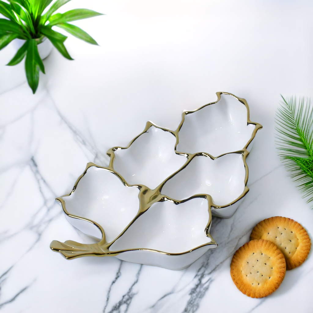 Luxury Leaf-Shaped Ceramic Serving Platter