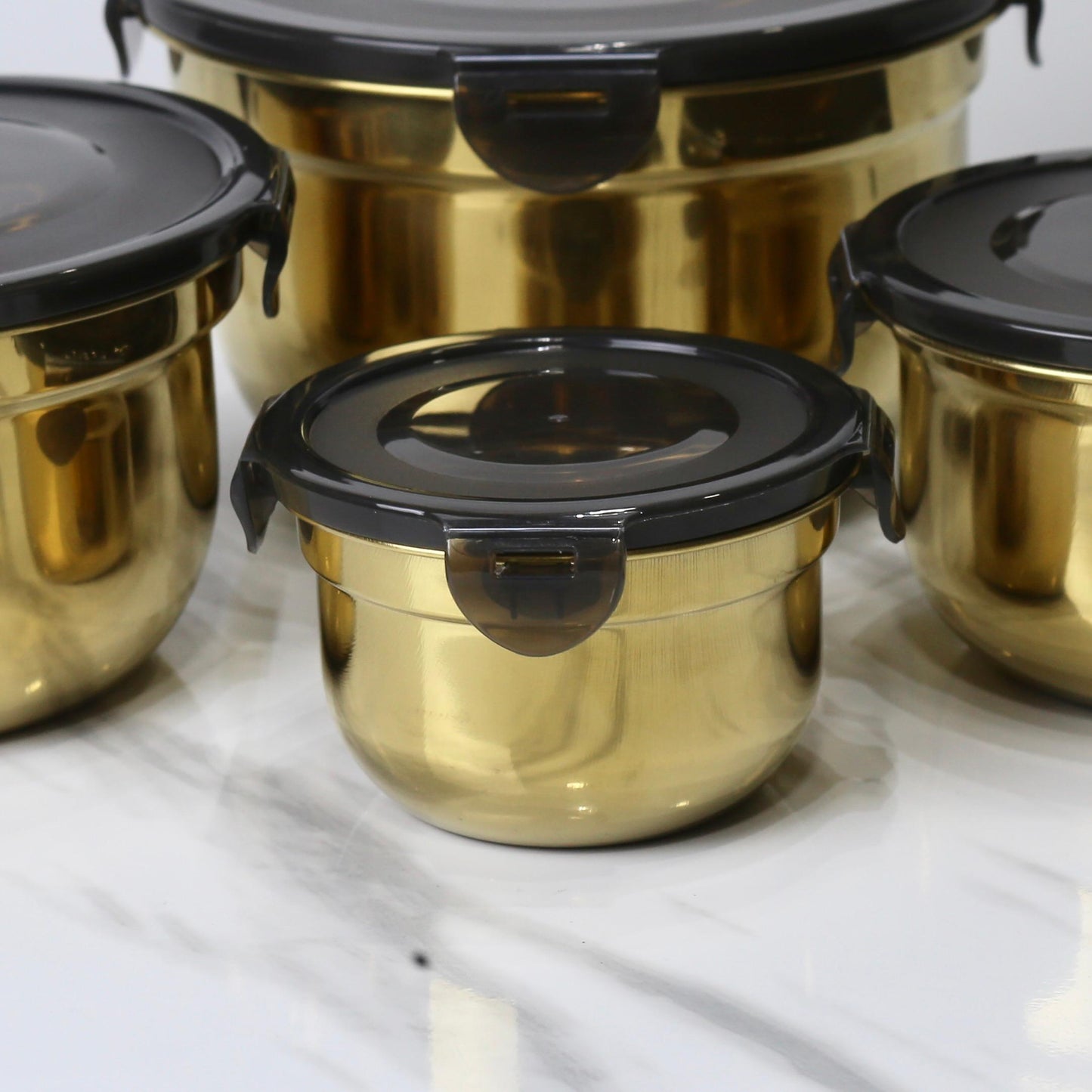 Premium Stainless Steel Food Storage Bowl Set with Airtight Lids - 4 Piece Set (10/13/15/18 CM)