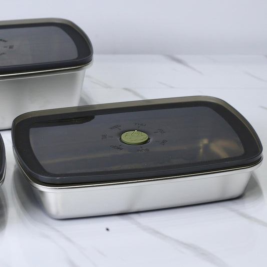 3-Piece Stainless Steel 304 Airtight Storage Boxes (1000ML, 1200ML, 1600ML)