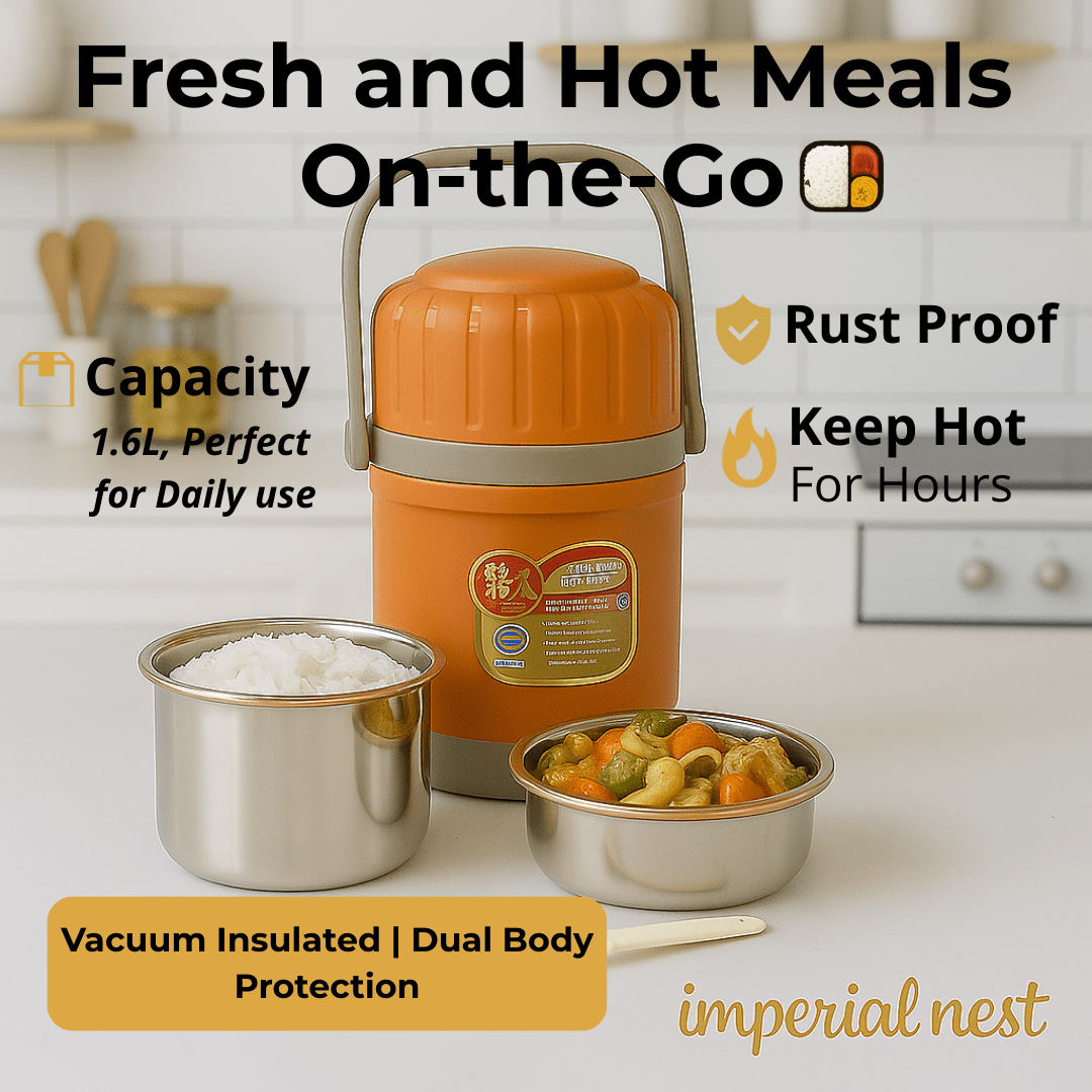 1.6L Insulated Stainless Steel Lunch Box | Tiffin – Fresh & Hot Meals On-the-Go | Imperial Nest