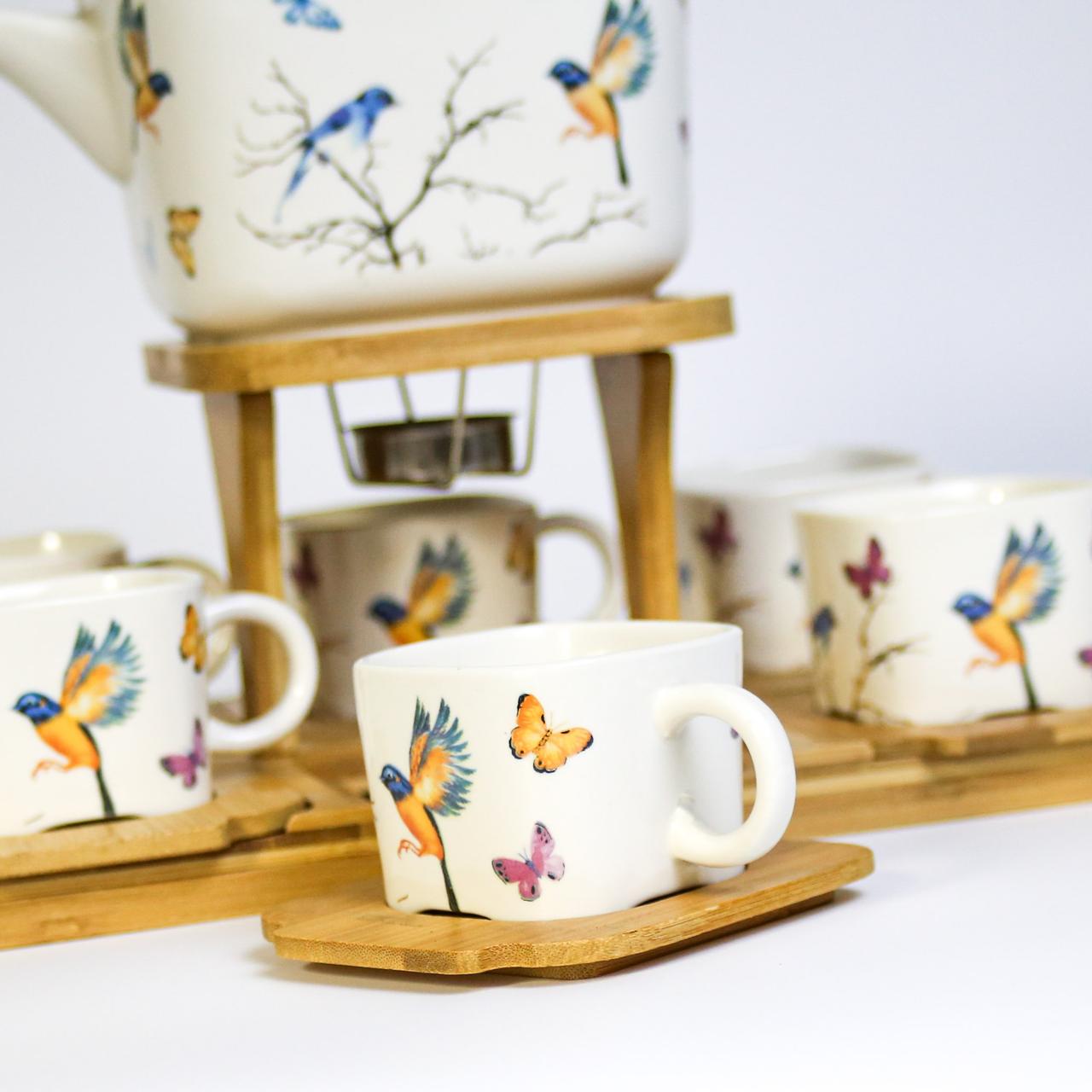 Vintage Bird and Butterfly Porcelain Coffee Set