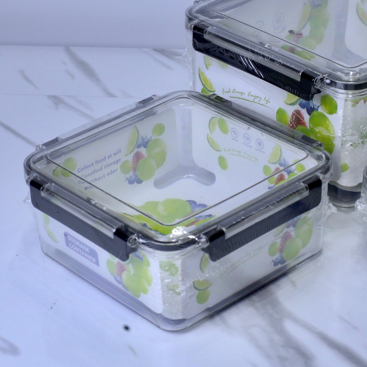 Air Tight Square Plastic Storage Containers Set - 550ML, 1500ML, 3750ML