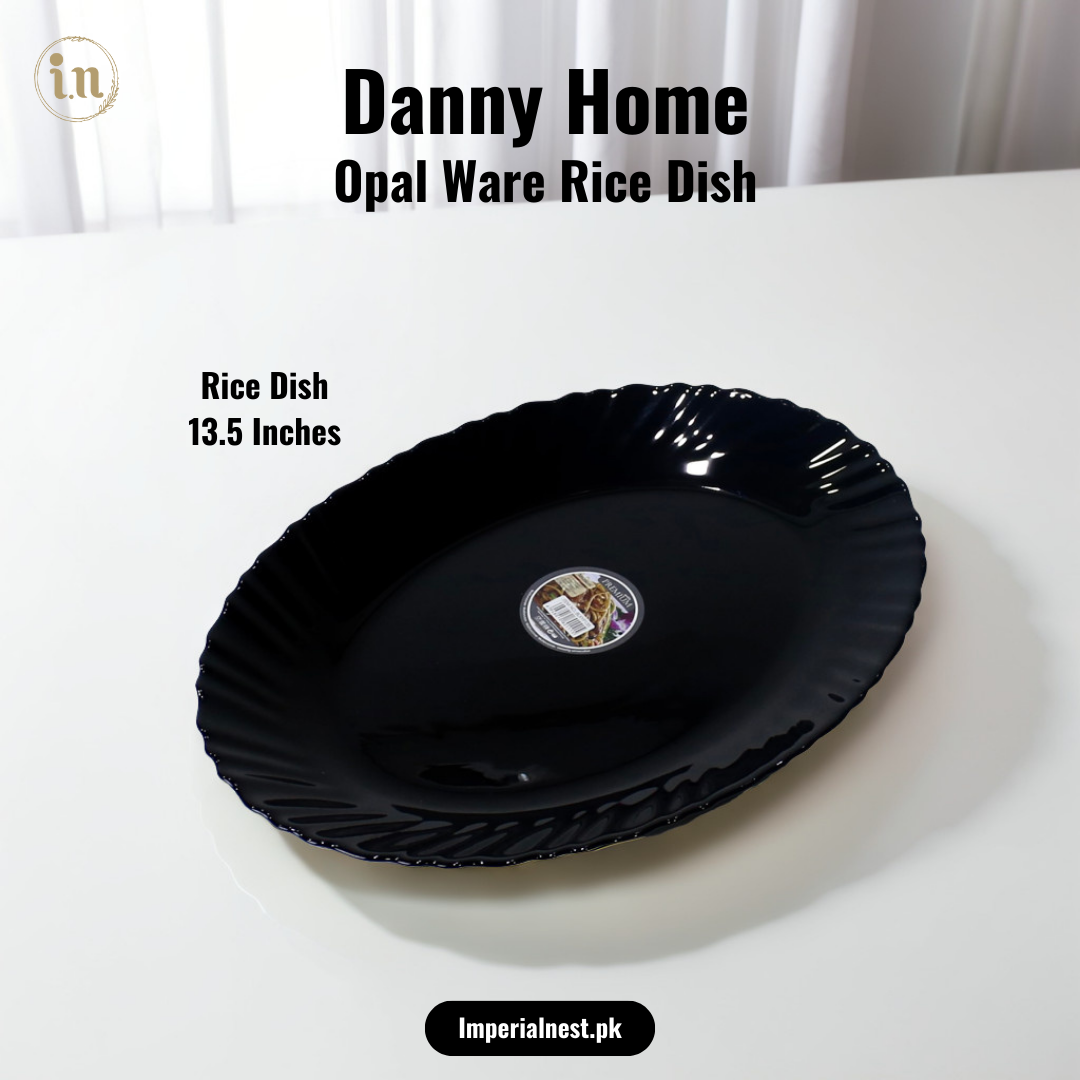 Danny Home Opal Ware 13.5 inch Rice Dish | Kingri Shape Marble Rice Dish | Dishwasher Safe | Microwave Safe
