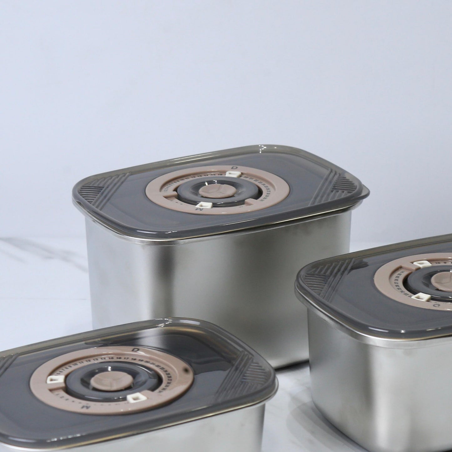 Silver Stainless Steel 304 Airtight Storage Containers (750ML, 1000ML, 1250ML)