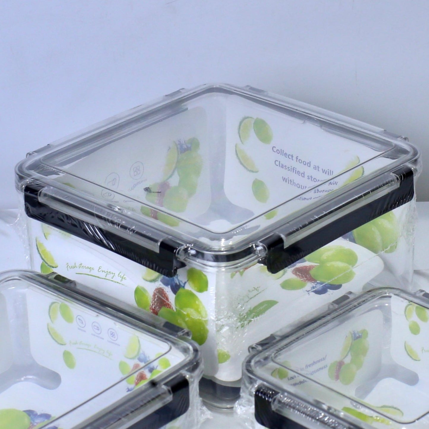 Air Tight Square Plastic Storage Containers Set - 550ML, 1500ML, 3750ML