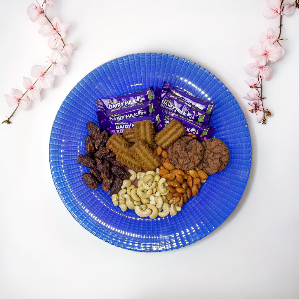 Decorative Elegant Blue and Pink Glass Decoration Plate for Table Setting-13 inches