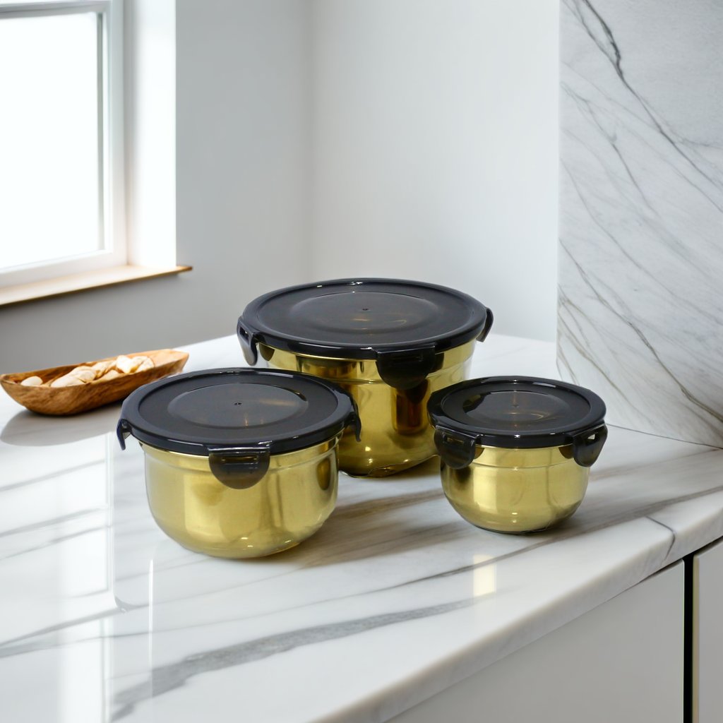 Premium Stainless Steel Food Storage Bowl Set with Airtight Lids - 4 Piece Set (10/13/15/18 CM)