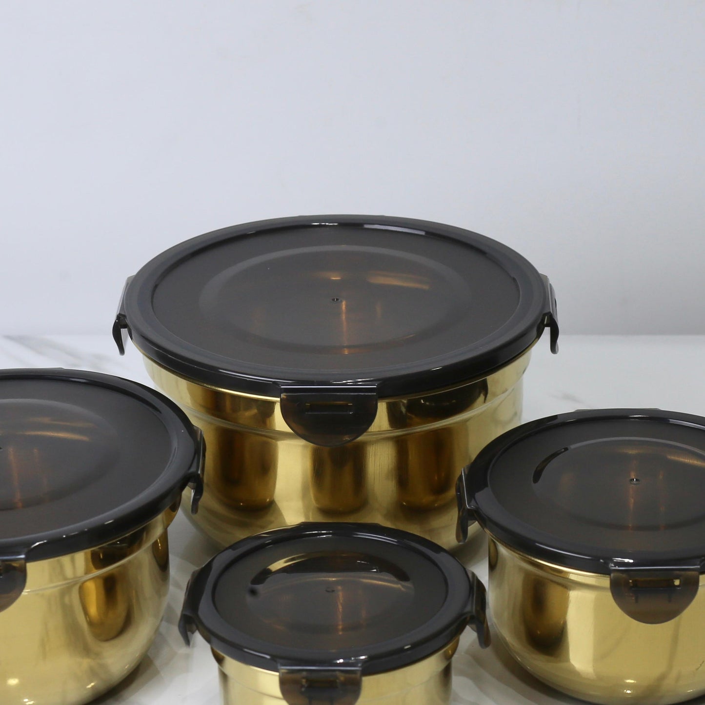 Premium Stainless Steel Food Storage Bowl Set with Airtight Lids - 4 Piece Set (10/13/15/18 CM)