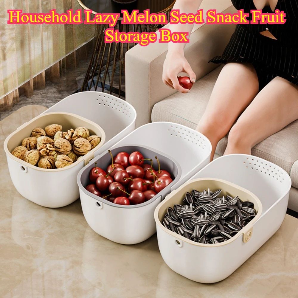 Snack Storage Box with Shell Tray | Dual-Layer Fruit & Seed Organizer for Home Use