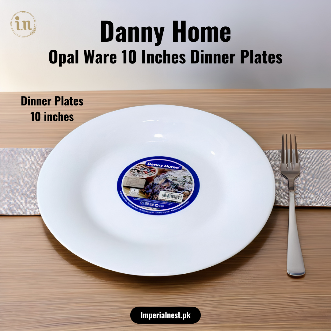 Danny Home Opal Ware Plate Set | Round Shape Marble Plates | Microwave Safe | Dishwasher Safe