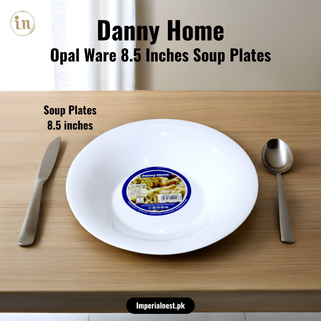 Danny Home Opal Ware Plate Set | Round Shape Marble Plates | Microwave Safe | Dishwasher Safe