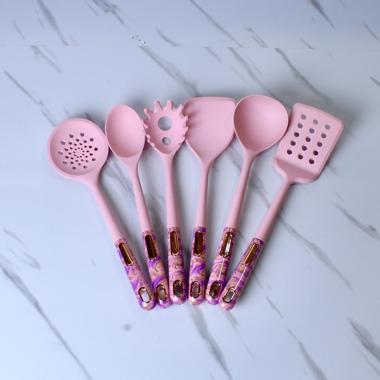 Premium Purple/Pink Silicone Kitchen Utensil Set - 7 Pieces