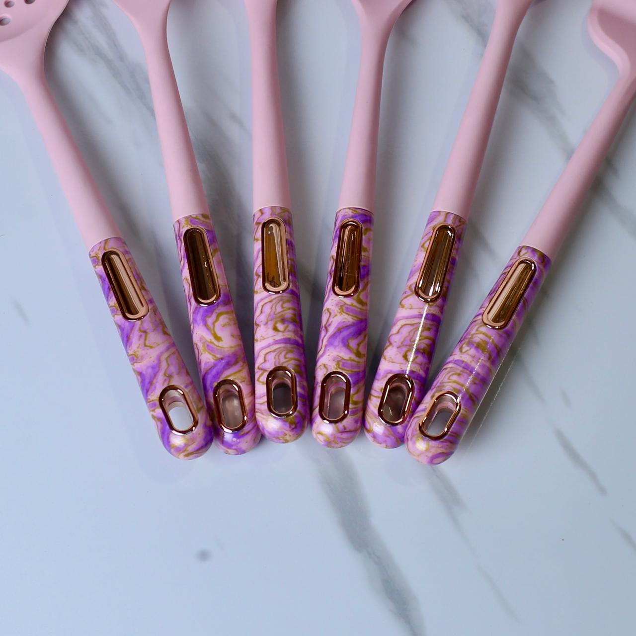 Premium Purple/Pink Silicone Kitchen Utensil Set - 7 Pieces