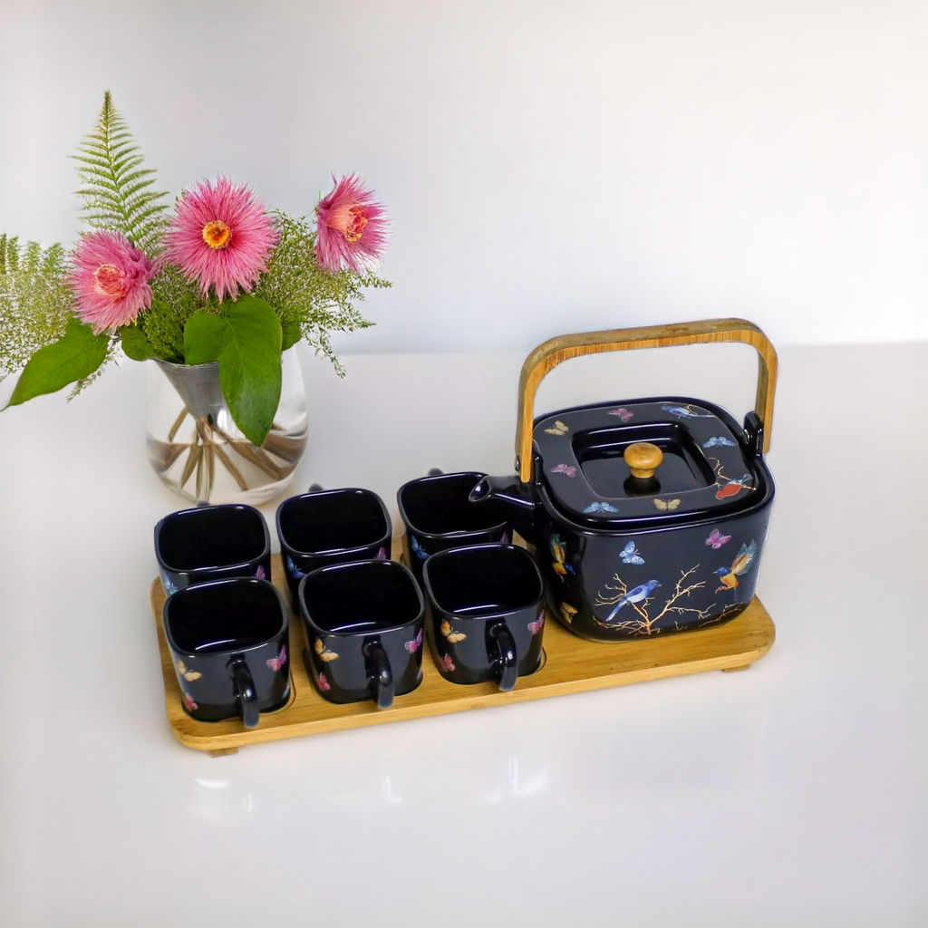 Vintage Bird and Butterfly Porcelain Coffee Set