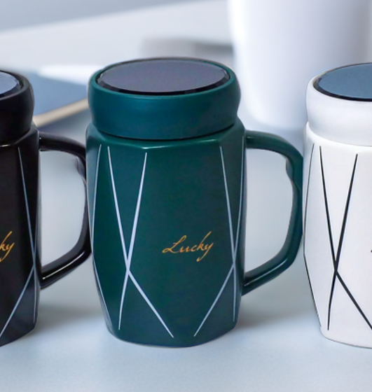 Premium Ceramic Coffee Mug With Lid