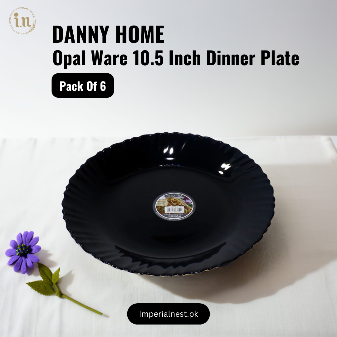 Danny Home Opal Ware Plate Set | Kingri Shape Marble Plates | Microwave Safe | Dishwasher Safe