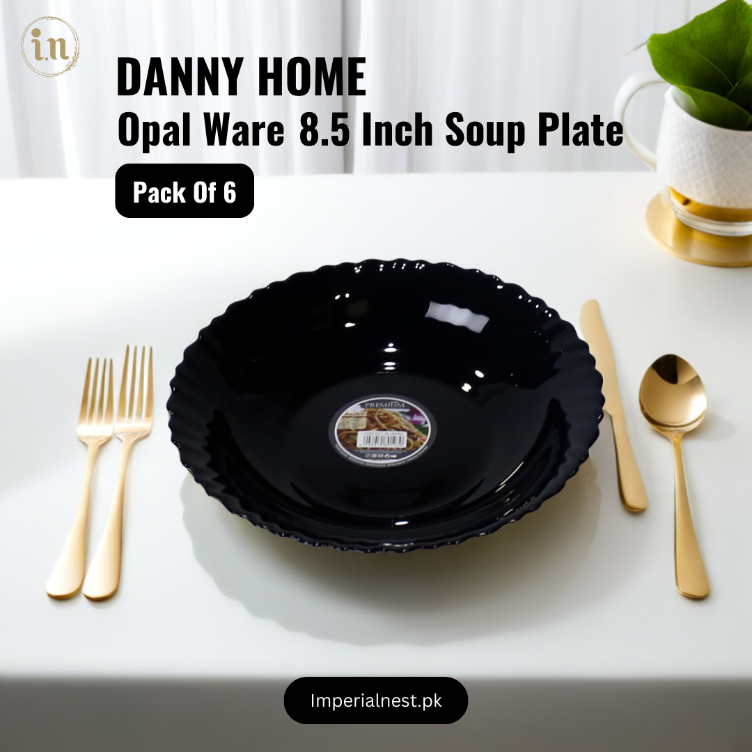 Danny Home Opal Ware Plate Set | Kingri Shape Marble Plates | Microwave Safe | Dishwasher Safe