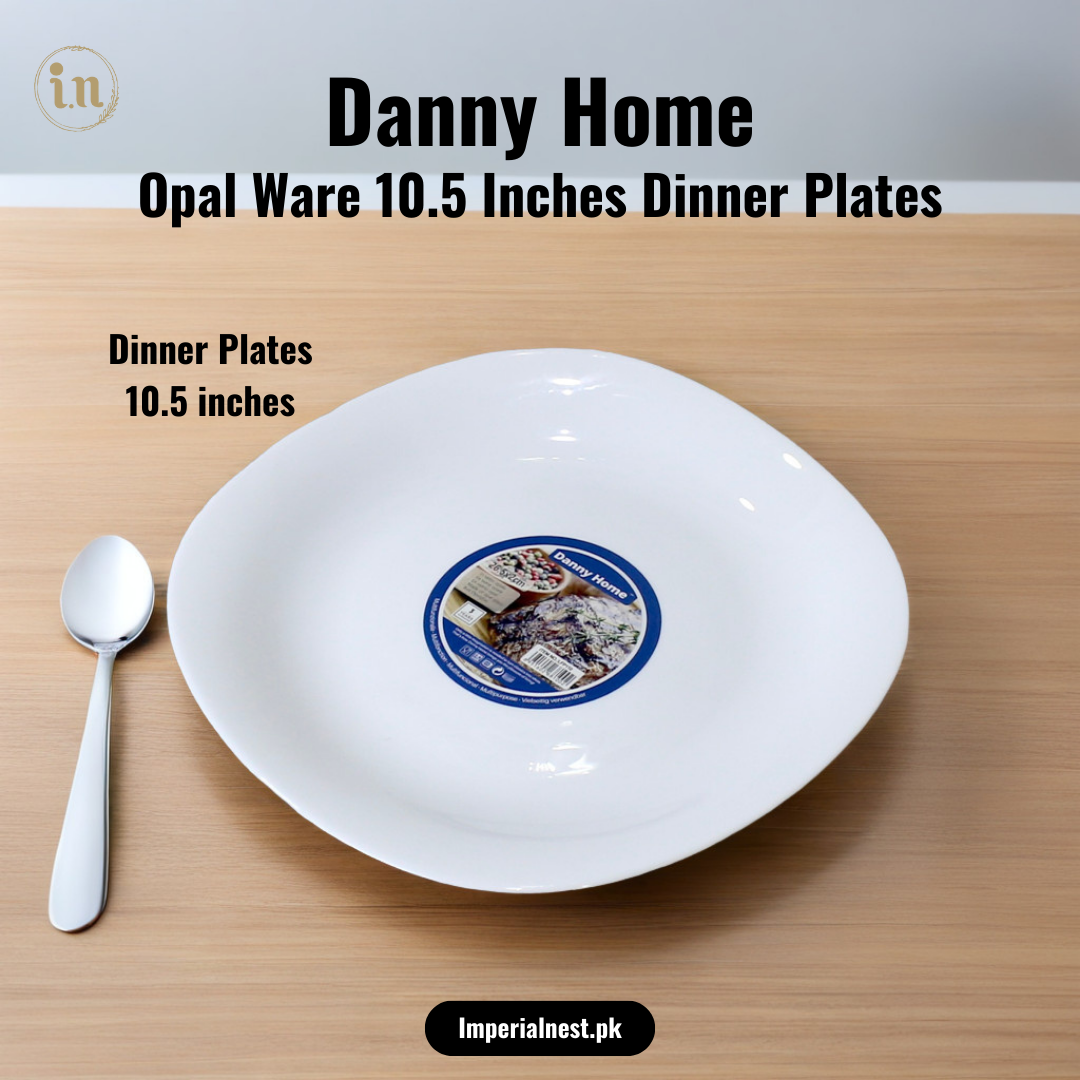 Danny Home Opal Ware Plate Set | Square Shape Marble Plates | Microwave Safe | Dishwasher Safe