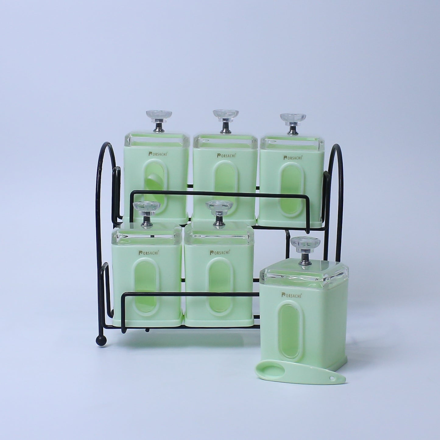 Spice Jar Set | Spice Organizer With Stand | 6 Pcs (270ml each) Airtight Jars with Stand