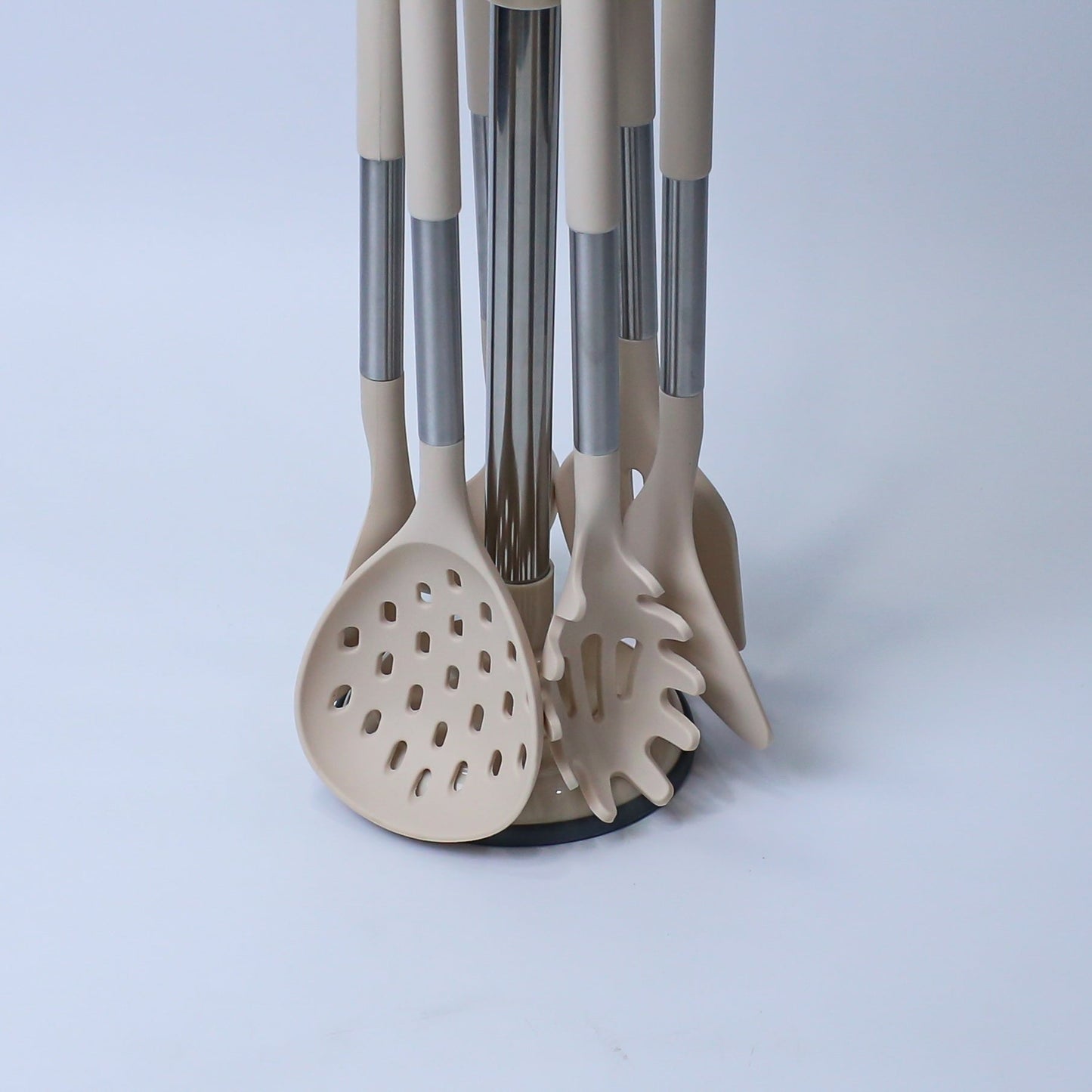 Elegant Beige Silicone Kitchen Utensil Set - 7 Pieces