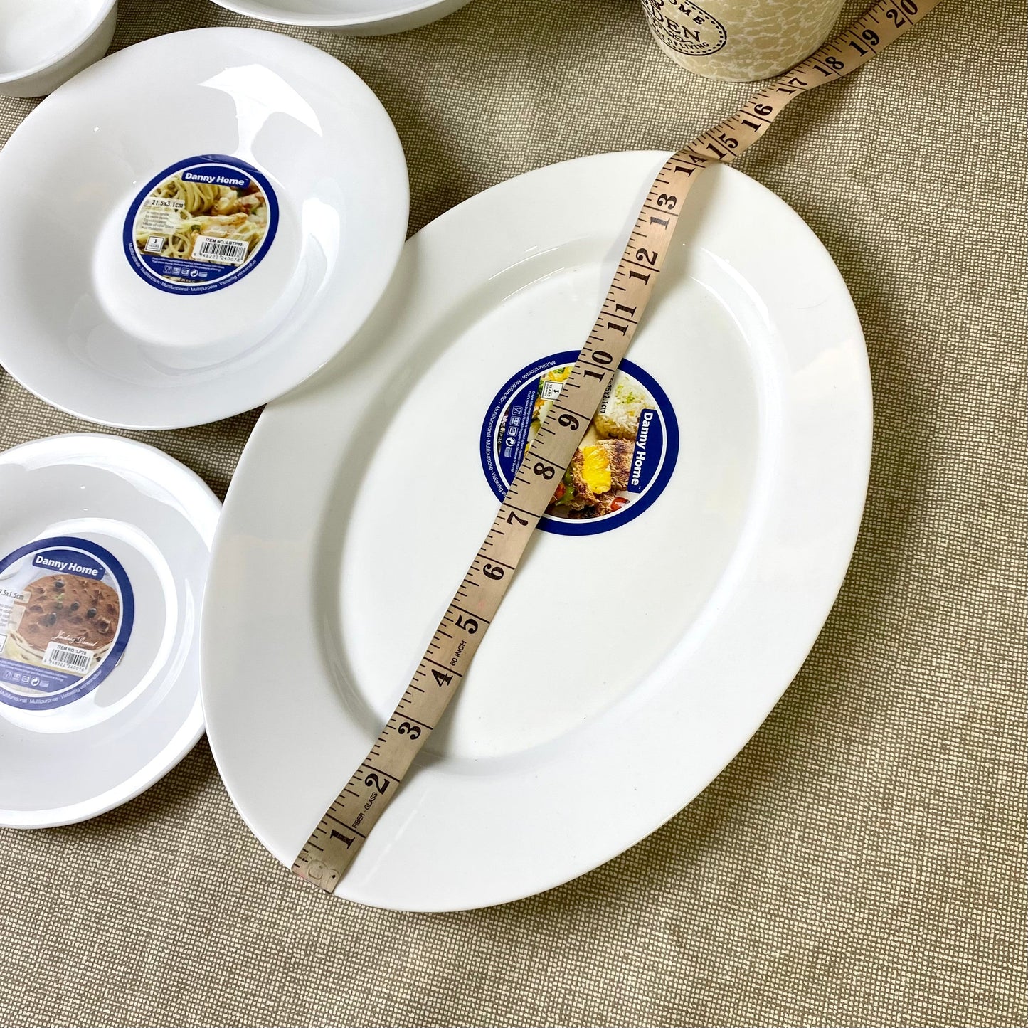 Danny Home Opal Ware 14 inch Rice Dish | Round Shape Marble Rice Dish | Dishwasher Safe | Microwave Safe