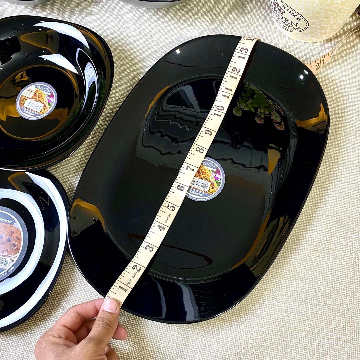 Danny Home Opal Ware 14 inch Rice Dish | Square Shape Marble Rice Dish | Dishwasher Safe | Microwave Safe