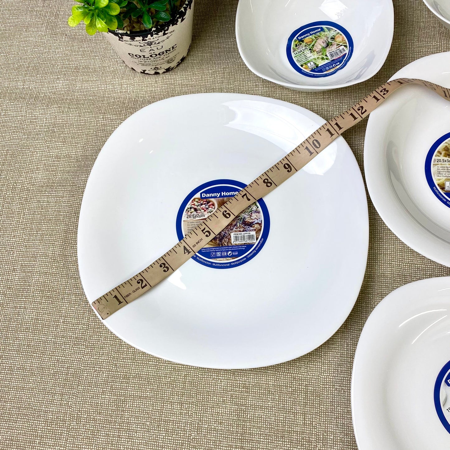 Danny Home Opal Ware Plate Set | Square Shape Marble Plates | Microwave Safe | Dishwasher Safe