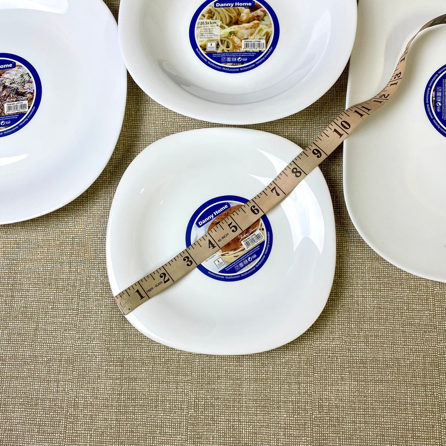 Danny Home Opal Ware Plate Set | Square Shape Marble Plates | Microwave Safe | Dishwasher Safe