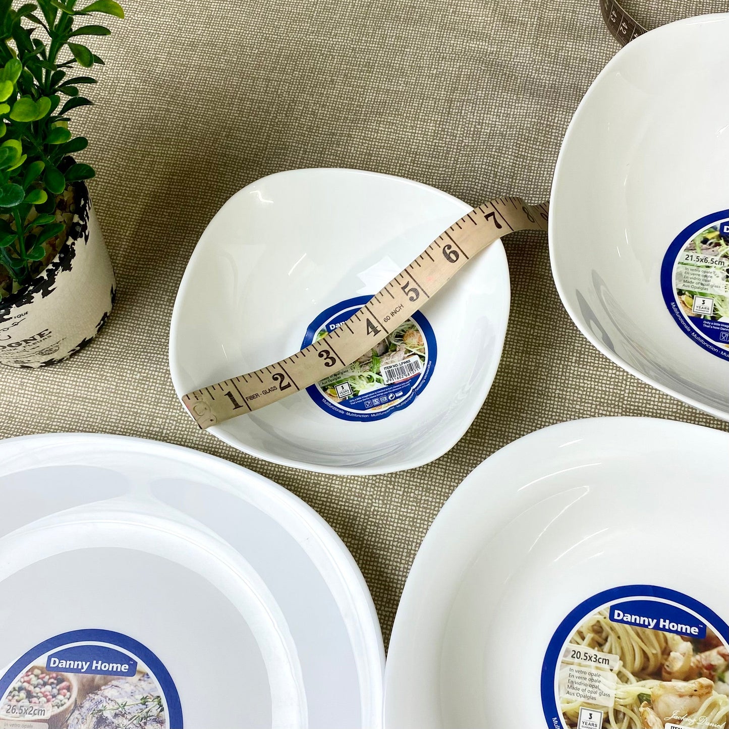 Danny Home Opal Ware Bowls | Square Shape Marble Bowls | Dishwasher Safe | Microwave Safe