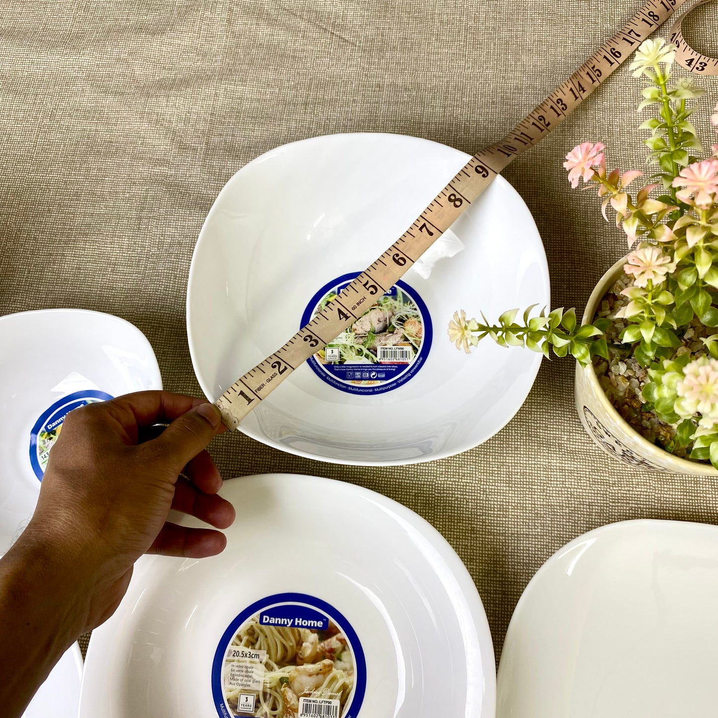 Danny Home Opal Ware Bowls | Square Shape Marble Bowls | Dishwasher Safe | Microwave Safe