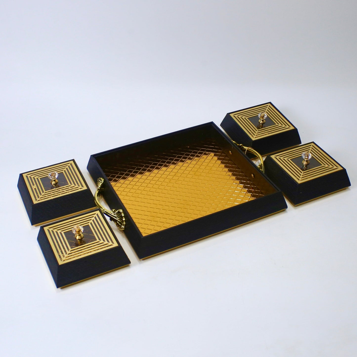 Royal Elegance Wooden Dry Fruit Tray – 4 Compartment Box