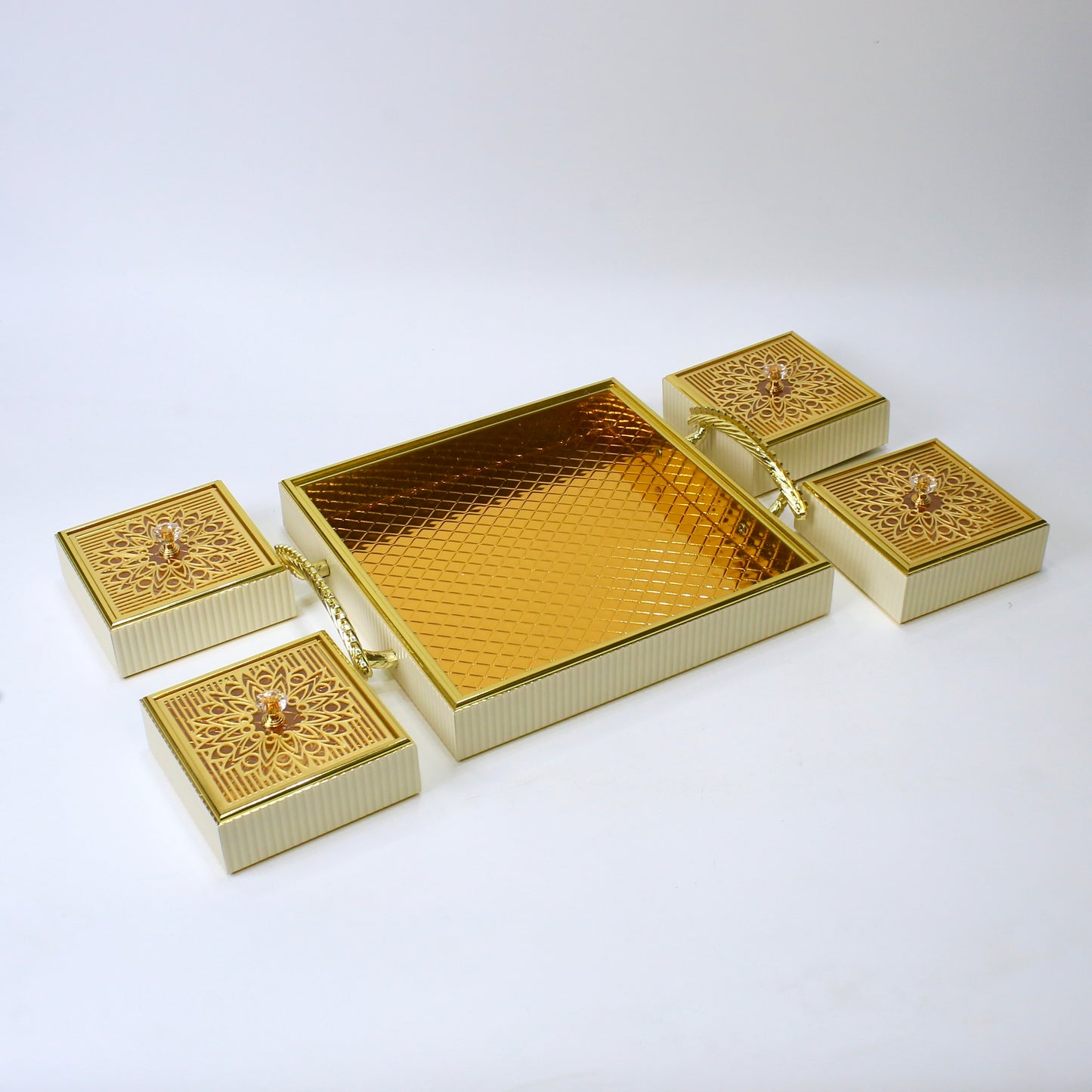 Royal Elegance Wooden Dry Fruit Tray – 4 Compartment Box
