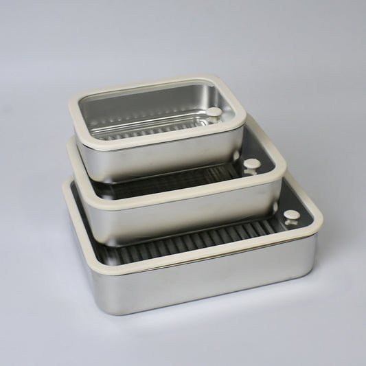 Stainless Steel 304 Storage Boxes with Tempered Glass Lids