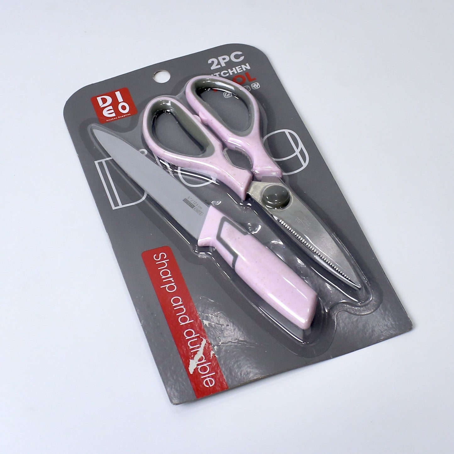 2-Piece Kitchen Knife & Scissor Set – Available in White, Green & Pink