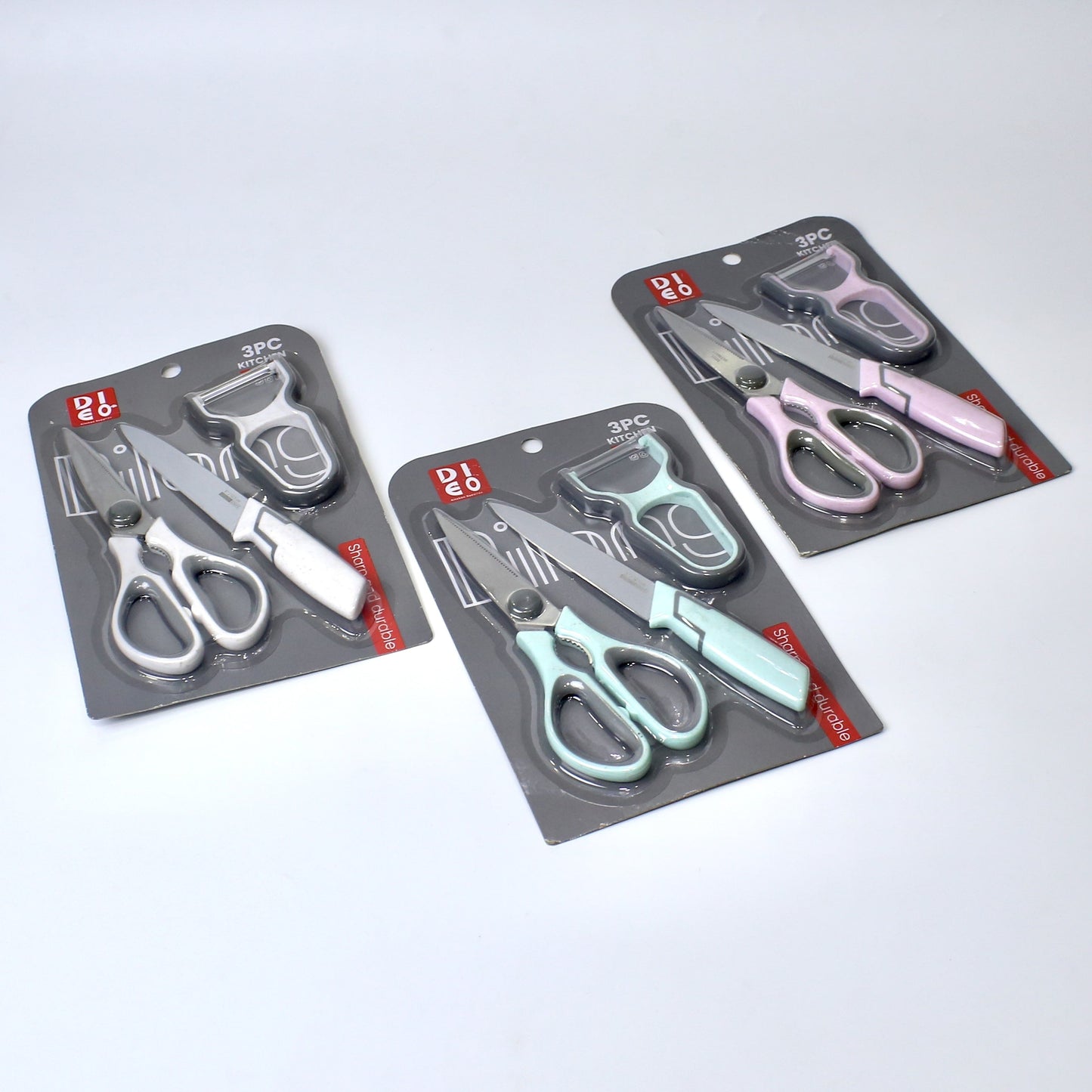 3-Piece Multipurpose Kitchen Tool Set – Knife, Scissors & Peeler - 3 Colors