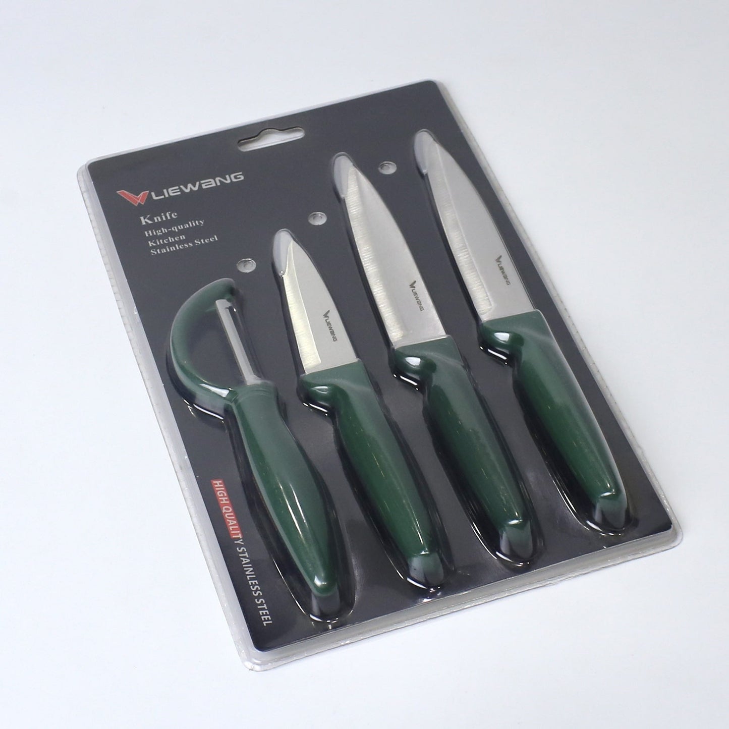 4-Piece Kitchen Knife & Peeler Set – 3 Stainless Steel Knives + Vegetable Peeler