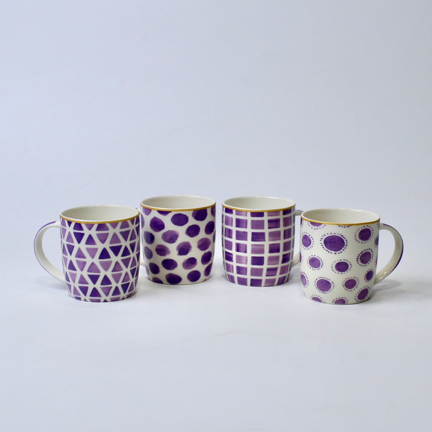 Purple Pattern Ceramic Mugs – Bold Geometric & Dot Designs | Imperial Nest