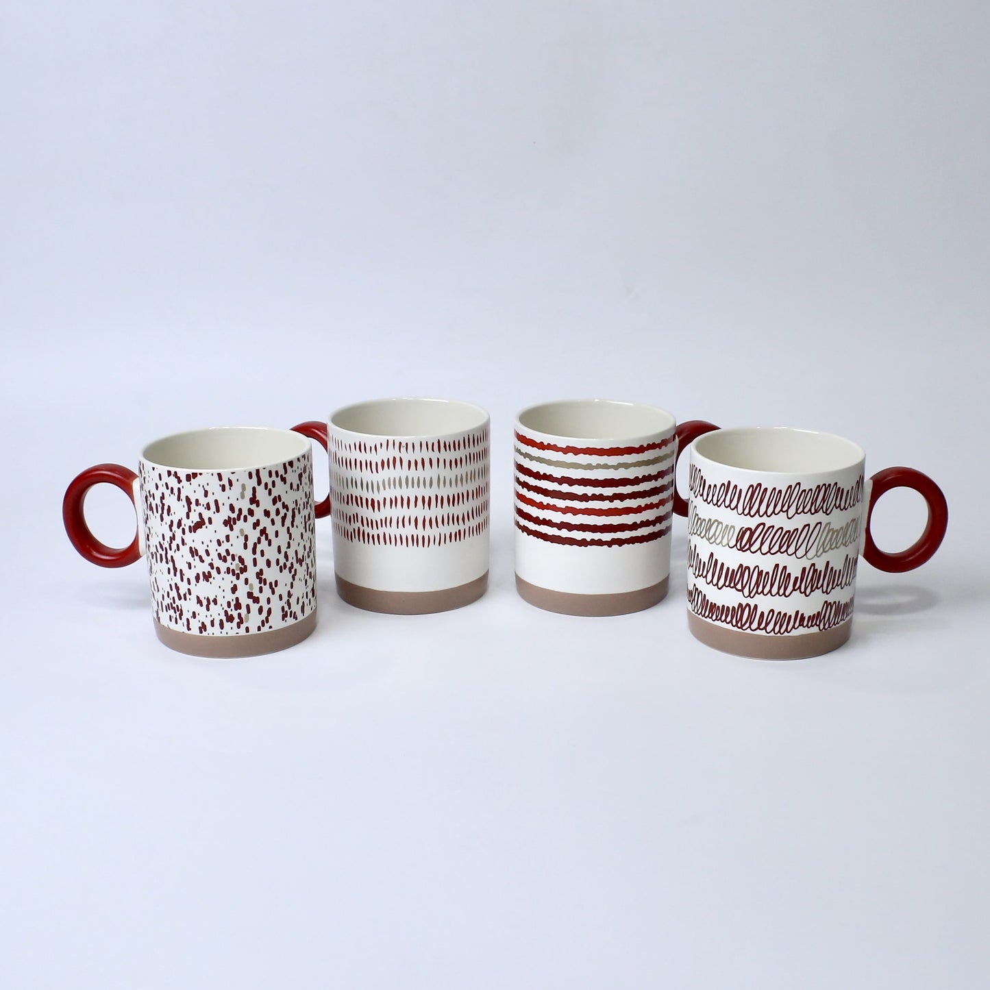 Minimal Red Pattern Ceramic Mugs – Modern Aesthetic Cups | Imperial Nest