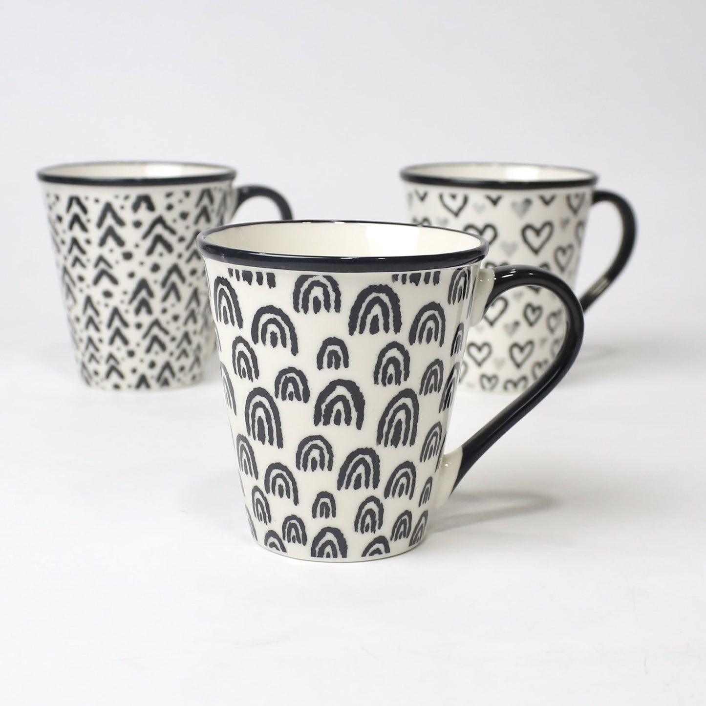 Black & White Ceramic Mugs – Heart & Pattern Designs | Imperial Nest