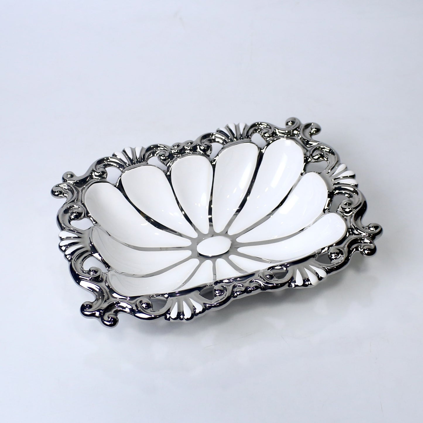 Ornate Ceramic Bowl – 10.25" Decorative Serving Dish in Gold & Silver | Imperial Nest