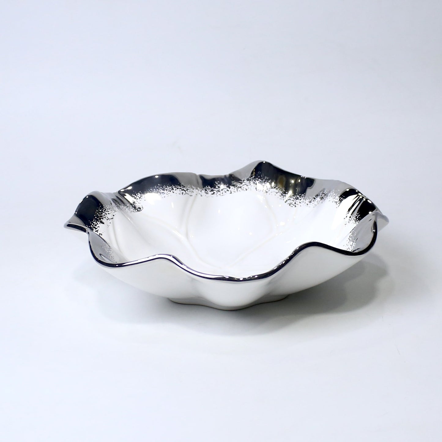 Lotus Leaf Ceramic Bowl – 10.5" Serving Dish in Gold & Silver | Imperial Nest