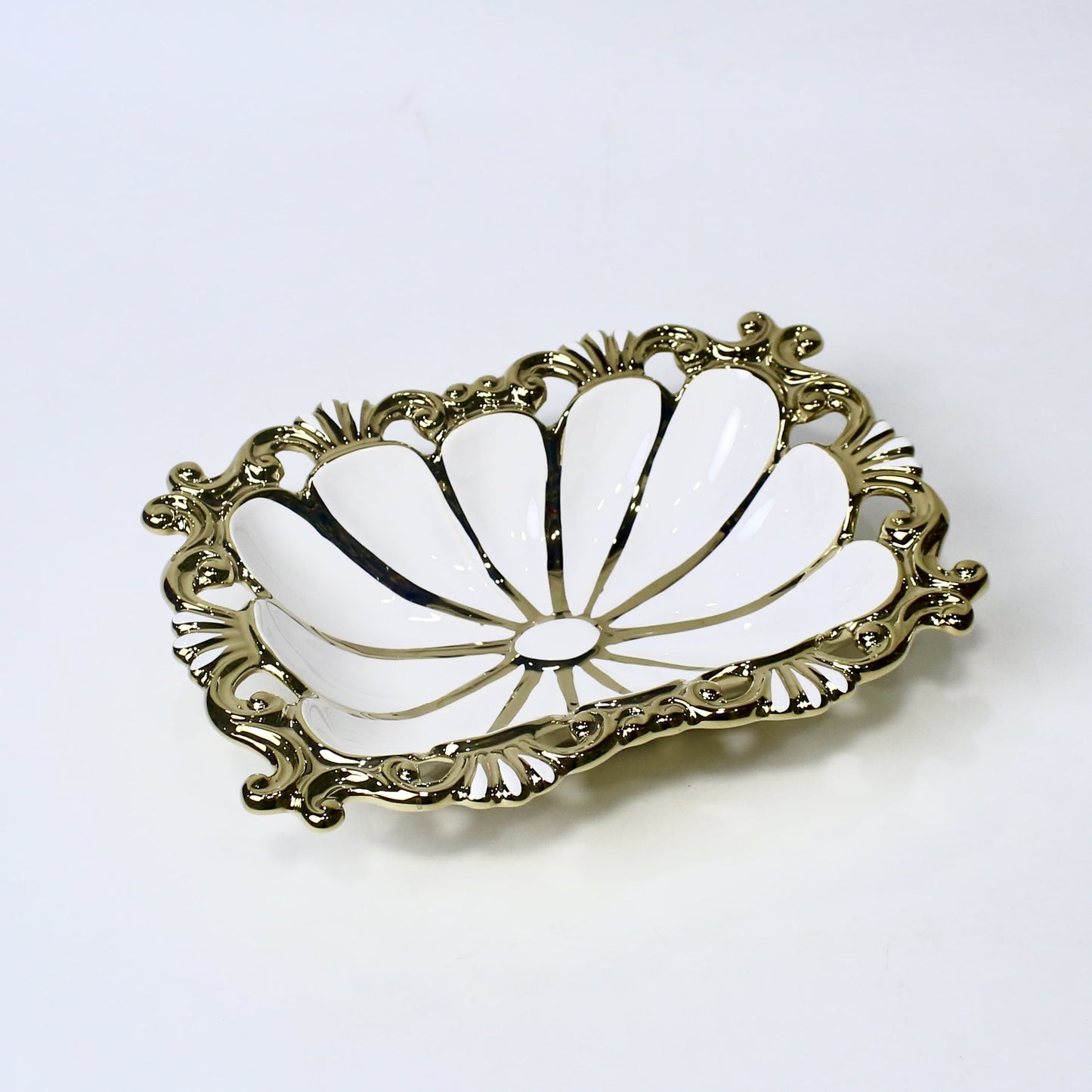 Ornate Ceramic Bowl – 10.25" Decorative Serving Dish in Gold & Silver | Imperial Nest