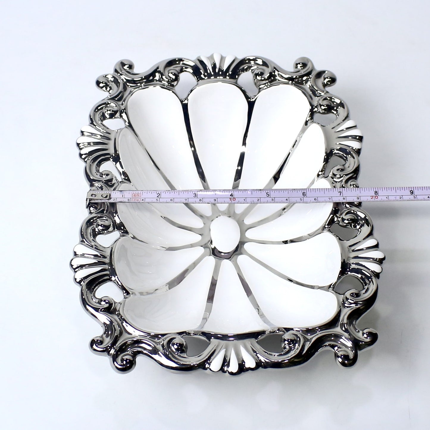 Ornate Ceramic Bowl – 10.25" Decorative Serving Dish in Gold & Silver | Imperial Nest