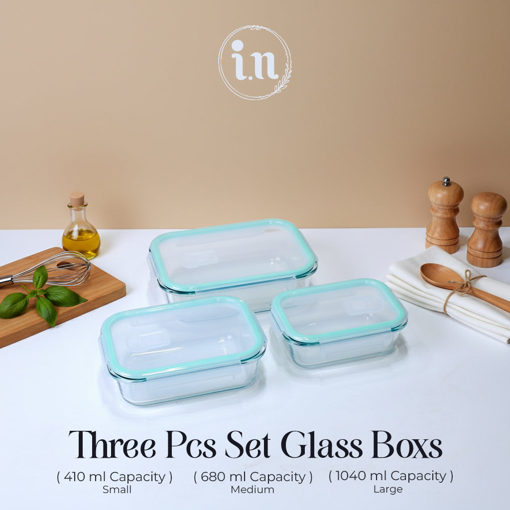 3pcs Mint Glass Storage Container Set | Leak-Proof & BPA-Free – Imperial Nest
