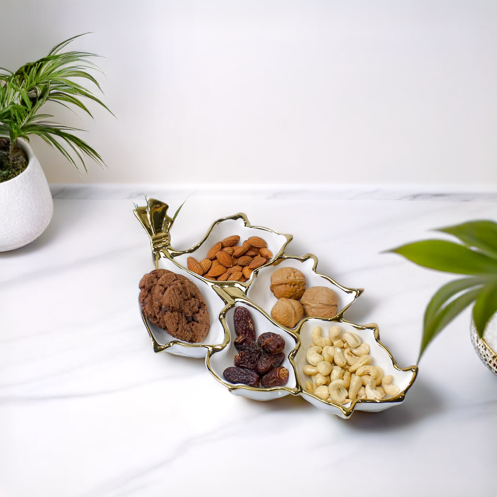 Luxury Leaf-Shaped Ceramic Serving Platter