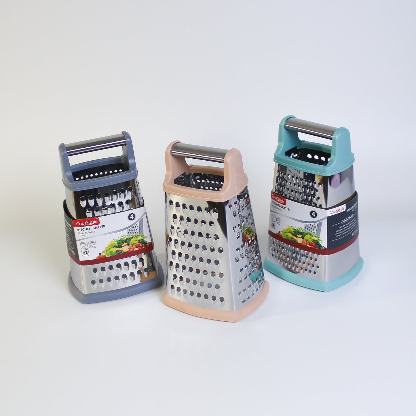 4-Sided Stainless Steel Kitchen Grater with Multi-Function Blades